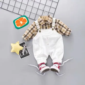 Forår Efterår Baby Kids Tøj Passer Børn Dreng Casual Skjorte Brev Bukser 2Pcs/sæt Barn Bomuld Tøj Spædbarn Træningsdragter