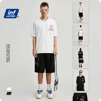 INFLATIONEN Herre t-shirts Mode 2020 Tendenser Farverige Brev Udskrivning Mænd Tshirt O-neck Hip Hop Korte Ærmer Mænd Tshirt 1258S20