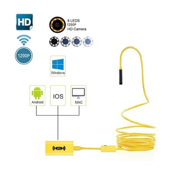 2M WIFI inspektionskamera HD-1200P Mini Vandtæt Hårde Linje Opdagelse Kamera 8mm USB Endoskop 8LED Endoskop Til Android, IOS