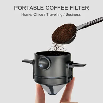 Bærbare Genanvendelige Hånd Drypper Kaffe Filter Cup til hjemmekontoret Rejser Business Espresso Caffe Americano Og Kaffefaciliteter Dripper