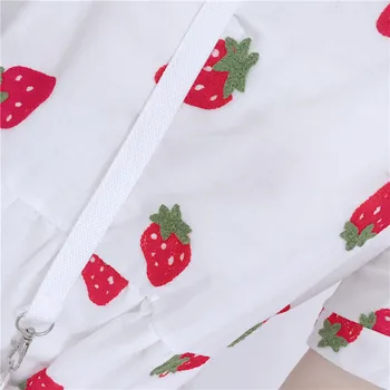 Sød Kjole Jordbær Broderi Korte Ærmer O-hals, Løs Kjole 2019 Japansk Nye Design Søde Ting Kvindelige Kjole