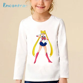 Børn Harajuku Sailor Moon Løs Tegnefilm Print T-shirt Børn, Sjovt Toppe Drenge Piger langærmet Baby T-shirt,LKP5194