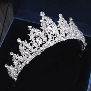 Bryllup Crystal Crown og Tiara For Brud, Prinsesse Rhinestone Krystal Crown Bryllup Hår Tilbehør Festspil Hoved Smykker