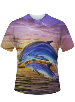 Æstetisk Hipster Tee Dolphin Hjerte T-Shirt