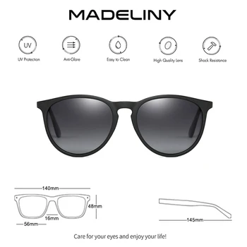 MADELINY MADELINY Nye Mode Mærke Solbriller Kvinder Vintage Runde Polariserede Solbriller Til Kvinder Klassiske Designer Stil MA028