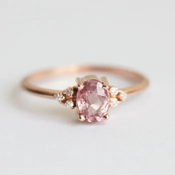 14K Steg Silod Guld Ring for Kvinder Jul Ruby Pink Fine Smykker til Luksus Bryllup Bands Zircon Jubilæum Guld Ringe Kvinder