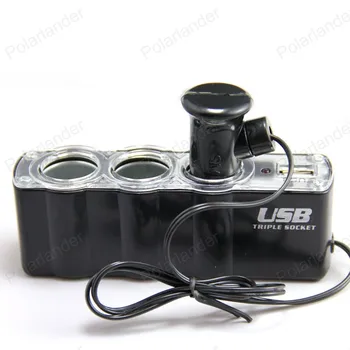 12V universal 3-Vejs bil lighter stik med USB-porøse converter Bil Oplader Auto Port-Adapter til telefonen osv.