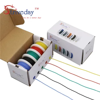 18AWG 50m Fleksibel Silikone Kabel Ledning 10 farver (boks 1+max 2 Stranded Wire Kit) Elektriske Ledninger Fortinnet Kobber tråd DIY