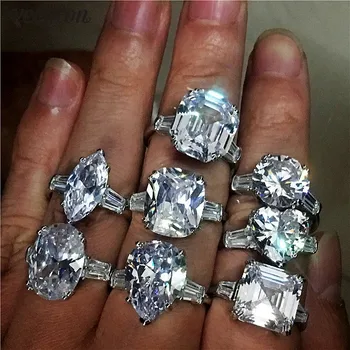 Vecalon Luksus Løfte Ring 925 sterling sølv, med Forskellige Store AAAAA Sona Cz Engagement Bryllup band ringe til kvinder, mænd Smykker