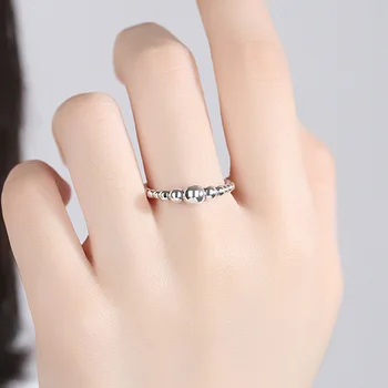 Original 925 Sterling Sølv Ringe For Kvinder Bryllup Stabelbare Runde Bold Beaded Finger Ringe Kvindelige Mode Smykker Gave