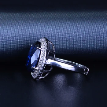 OEVAS 925 Sterling Sølv vielsesringe For Kvinder, Mousserende Stor Oval Blå Zircon forlovelsesfest Fine Smykker Engros