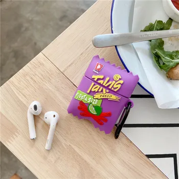 3D Søde Tegneserie Hovedtelefon Tilfældet for Apple Airpods 1/2 Funda Sjove Silikone Kartoffel Chips Beskyttende Stå Øretelefon Dække med Krog