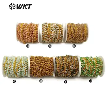 WT-RBC109 WKT Nye Flere Farver Bønner Guld Wire Indpakket Rosenkrans Kæde 5 Meter For Kvinder Stilfulde Smykker at Gøre