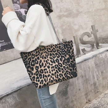 Stor Kapacitet Leopard Tote Tasker Til Kvinder 2021 Luksus Håndtasker, Kvinder Tasker Designer PU Læder Rejse Kæder Kvindelige Skulder Tasker