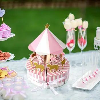 Cake Box Carousel Candy Box Wedding Favors And Gifts Souvenir For Guest Party Favors Gift Candy Box Wedding Decorations