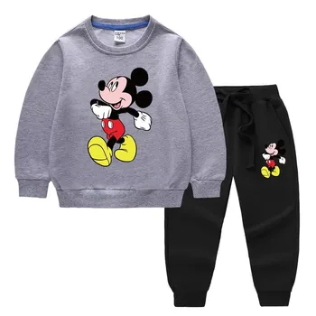 Ny Mode Disney Bomuld Trøje Søde Mickey Langærmet Sweater + Mickey Bukser To-Stykke Baby Afslappet Jakkesæt