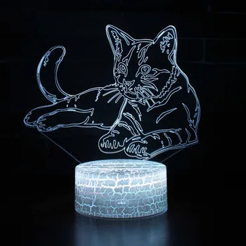 3D LED-Lampe Night Lights Kat Hund Bjørn farveskift Hologram Atmosfære Nyhed Lampe til Hjemmet Udsmykning Visuel Illusion Gave