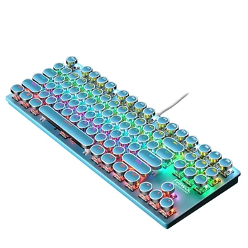 Wired 87 Taster Grønne Akse Punk Mekanisk Tastatur Metal Panel Runde Keycap RGB LED-Baggrundsbelysning USB-Gamer Tastatur