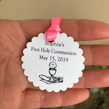 30 Personlige navn Første hellige kommunion Dåb parti til fordel souvenir-tags med kalken drue