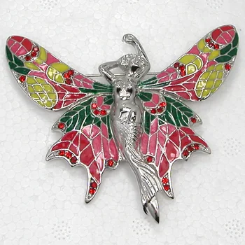 12pcs/masse Engros Rhinestone Emalje Butterfly Fe engel Pin-brocher C101877