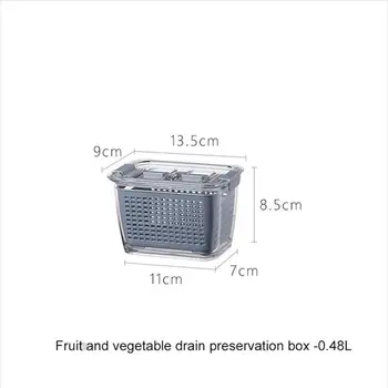 Multifunktionelle Opbevaringsboks Køkken Køleskab Frisk Holde Plast Grøntsager Frugt Afløb Kurv Kurv Container