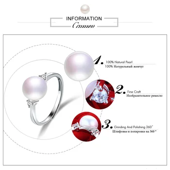 Cauuev Virkelige Naturlige Ferskvands Perle Ring Mode 925 Sterling Sølv Kvinder Engagement Zircon Ring Elegante Smykker Gaver