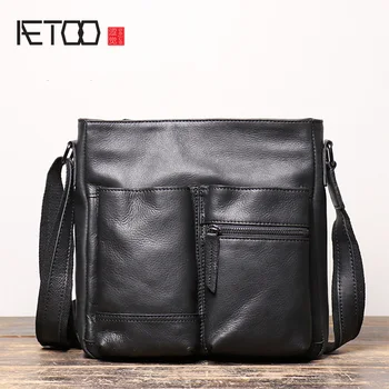 AETOO Mænds læder mode one-shoulder taske, hoved-lag okseskind stiletto taske soft læder mænd ' s taske.