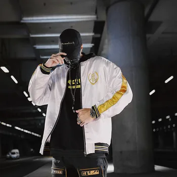 Mænd Streetwear Mode Bombefly Jakke Sjove Søde Broderier Dragon Mønster Pilot Pels Casual Harajuku Hip Hop Magi Farve Outwear