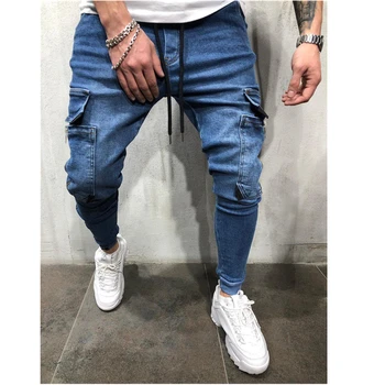 2020 mænds bukser lynlås lomme passer jogger casual vask jeans til mænd