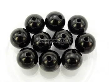 Naturlige 6mm Sorte Onyx Perler, Sten (2mm) Kæmpe Hul Runde Perler til Smykker at Gøre Håndværk 100Pcs/Pack