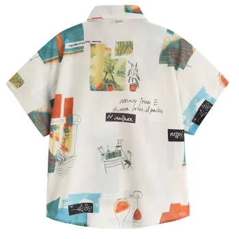 LANMREM Sommeren Printet Skjorte Kvinder kortærmet Turn-down Krave Chiffon Bluser Kvindelige Casual Streetwear Bluse Toppe 2C0001