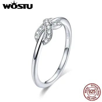 WOSTU Europæiske Ægte 925 Sterling Sølv Uendelige Kærlighed CZ Finger Ring For Kvinder Bryllup forlovelsesringe Luksus Smykker CQR494