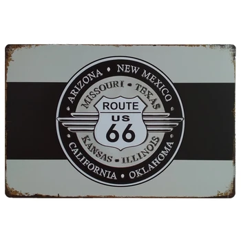 [Luckyaboy] Route 66 Mustang Indian Motorcykel Ingen dumme Mennesker ESSO Vintage Metal Retro Tin Tegn, Bar, Café, Garage Hjem Pub Indretning