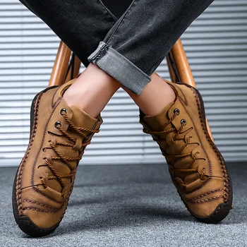 Nye Mænd Britiske Læder Casual Sko Stil Komfortable Mænd Travesko Stor Størrelse Mand Blød Flade Sko Shoes De Hombre