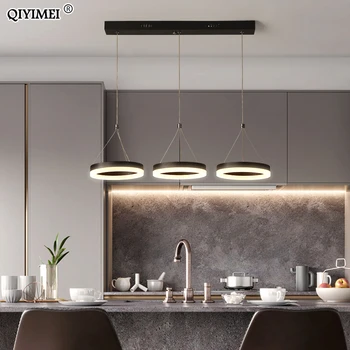 Hvid Sort LED-Vedhæng Lys For Spise-Køkken Værelse fjernbetjening akryl pendel Armatur Armatur Lamparas Abajur