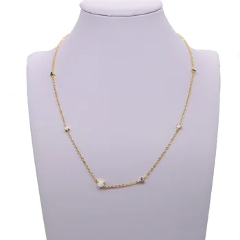2018 mode smykker cz halskæde opal sten kæde gren indstilling Guld farve, delikat kæde halskæde