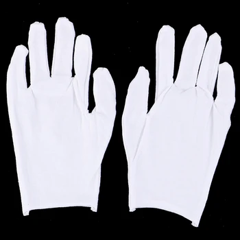 6 Par hvide handsker bomuld, blød tynd mønt smykker sølv inspektion arbejde handsker