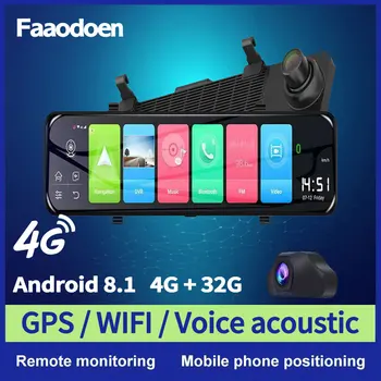 Faaodoen 12 tommer Bil Spejl Android 8.1 dvr Dash Kamera, 1080P dual camera wifi GPS Navigation ADAS Fjernstyret bil video overvågning
