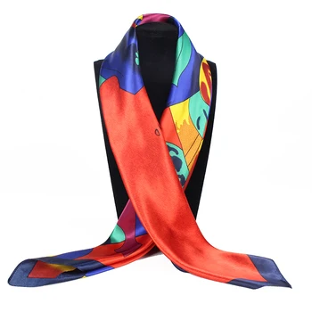 Mode Silke Tørklæde Kvinder Luksus Mærke Satin Sjal Følelse af Blød og Ser Skinnende Picasso-Maleri Hoved Foulard-Pladsen Tørklæder 90cm