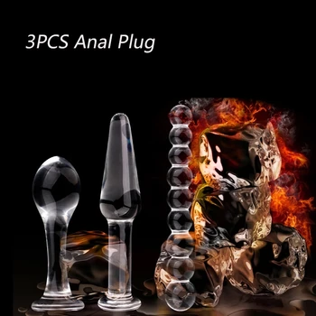 3PCS/sæt Glas Anal Plug Crystal Anal Perler Bolde Dildo Udsøgt Voksne Produkt Anus Butt Plug Sex Legetøj Til Mænd, Kvinde
