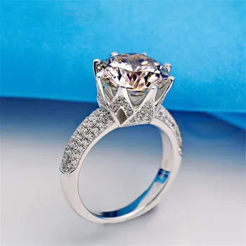 OneRain Classic 925 Sterling Sølv Skabt Moissanite Gemstone Engagement Crown Ringe Bryllup Band Smykker Engros 5-12