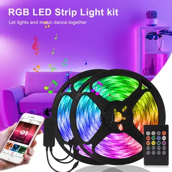 Bluetooth Musik, LED Strip App Kontrolleret Rgb-Tape Hvid Led Bånd DC12V Fleksibel Neon Lys Køkken Kabinet Party Ferie Lys