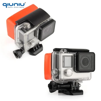 QIUNIU Til GoPro Hero 4 Hero 3+ Vandtæt undervandshus Sag Standard Bagdør + Floaty Svamp w/ 3STK Lim 3M Sticker