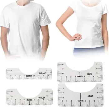 4stk/Sæt T-Shirt Tilpasning Lineal For at Vejlede T-Shirt Design, Mode Herskere Med Størrelse Chart For Voksne Unge Toddler Syning Værktøj