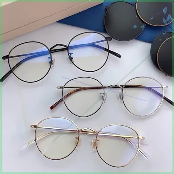 9PROUD koreanske mærke runde slank titanium stel af metal briller briller recept Gennemsigtige briller blå lys briller