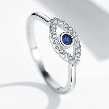 ELESHE Ægte 925 Sterling Sølv Lucky Eye Ring Blå CZ vielsesringe For Kvinder Tyrkiet Smykker julefrokost Gave 2020
