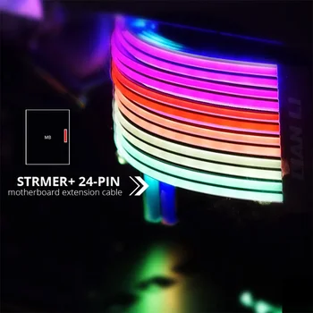 LIANLI Strimer Plus Triple 8PIN,24pin Bundkort Udvidelse RGB-Kabel ,8PIN + 8PIN GPU Udvidelse,Understøtter Bundkortet Kontrol