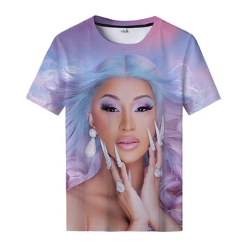 Ny Rapper 3D-T-Shirt Cardi B Udskrivning Toppe Mænd Kvinder i Hip Hop T-Shirt til at Køle om Sommeren Rund Hals Skjorte