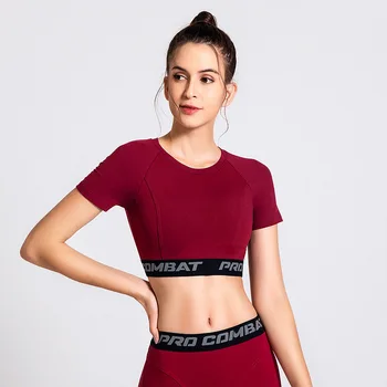 Sport Afgrøde Top Kvinder i Yoga-Shirts af Høj Elastisk Åndbar kortærmet Kvindelige T-shirt Fitness Top Træning Sportstøj