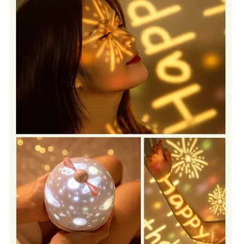 Stjerneklar Himmel USB-Nat Lys 8 Drej Projektion Music Night Lampe-Projektor Fødselsdag Kids Gave Soveværelse juledekoration